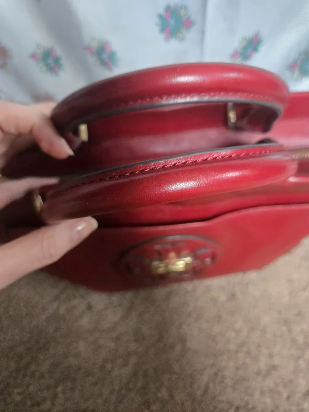 Tory Burch Red Leather Satchel with Gold Hardware With Dust Bag